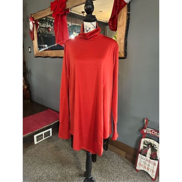 🔥Miss look Red Long turtleneck, asymmetrical perfect for the holidays. Xl - Picture 5 of 13